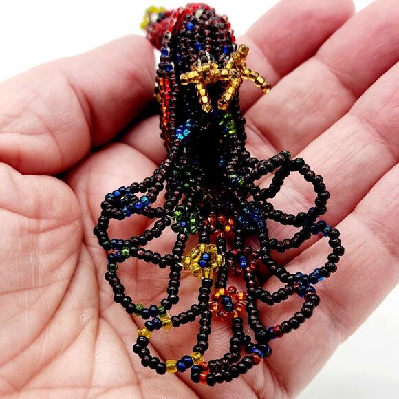 Glass Beaded Rainbow Peacock Collectable Ornament 3.5" Suncatcher Christmas - Picture 5 of 6